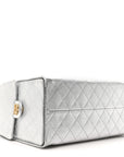 Metallic Caviar Quilted Medium CHNL 25 Handbag Silver