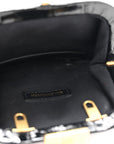 Shiny Supple Calfskin Logo Crocodile Embossed Cloud Coin Purse Black White