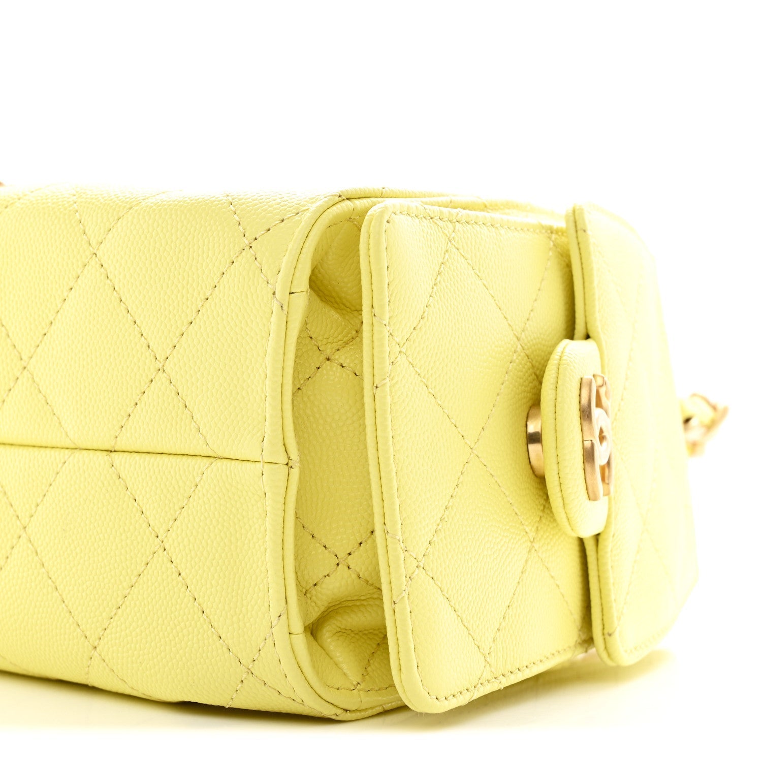 Caviar Quilted Mini CHNL 25 Handbag Light Yellow