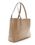 Calfskin TB Motif Embossed Medium Tote Camel