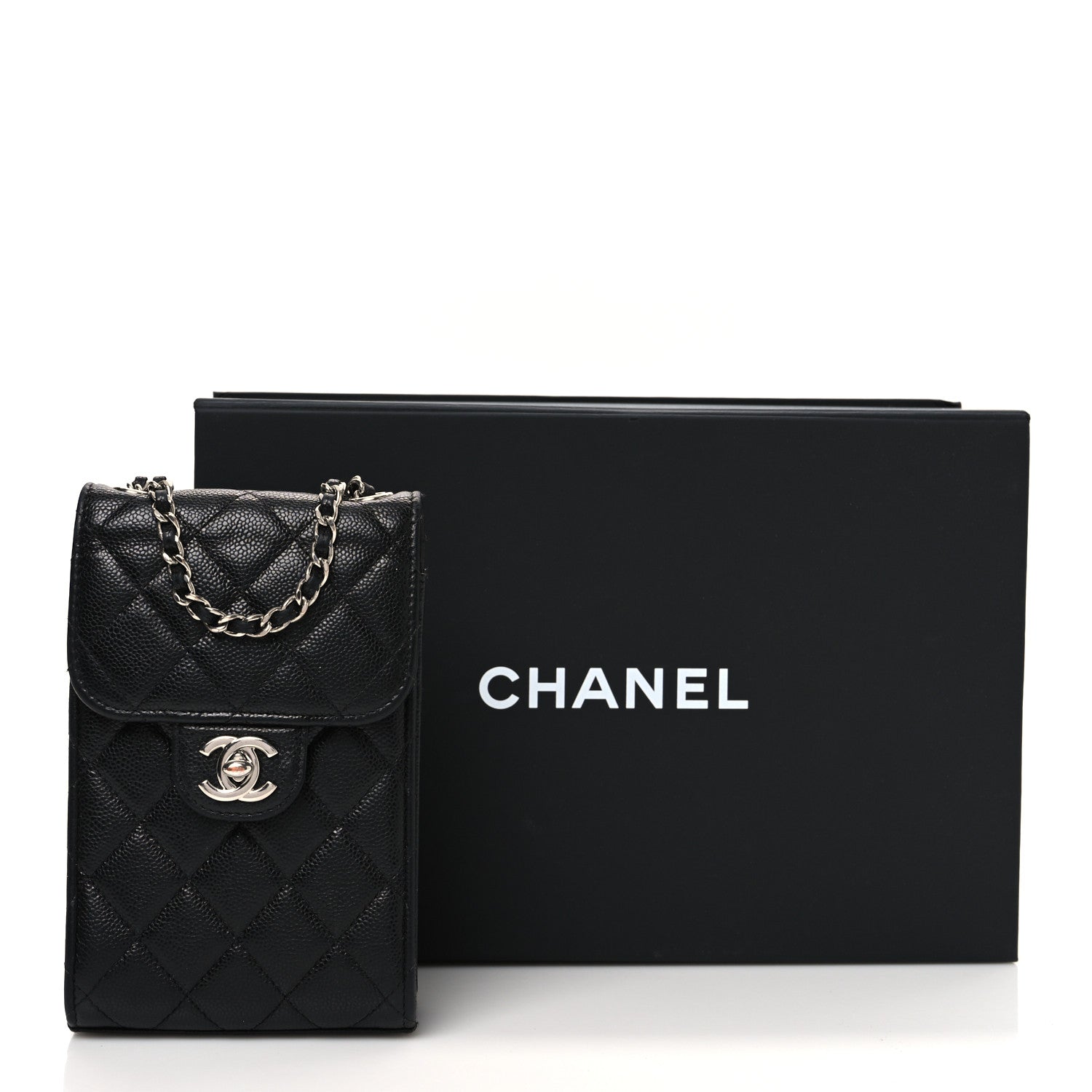 Caviar Quilted Classic Phone Holder Black