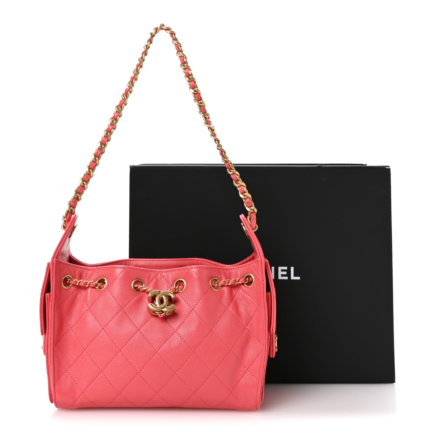 Caviar Quilted Mini CHNL 25 Handbag Coral