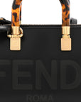 Vitello King Plexiglass Logo Embossed Mini By The Way Top Handle Boston Bag Black