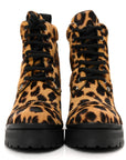 Cavallino Calf Hair Leopard Lace Up Boots 37.5 Miele