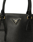 Saffiano Lux Small Galleria Double Zip Tote Black