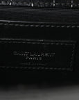 Calfskin Crocodile Embossed Small Classic Monogram Kate Tassel Satchel Black