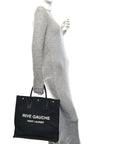 Linen Calfskin Rive Gauche North South Tote Black