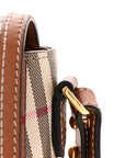 Coated Canvas Calfskin Vintage Check Medium Note Crossbody Bag Briar Brown