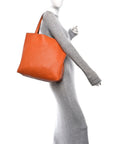 Taurillon Clemence Double Sens Reversible Tote Orange Gold