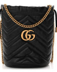 Calfskin Matelasse Mini GG Marmont 2.0 Bucket Bag Black