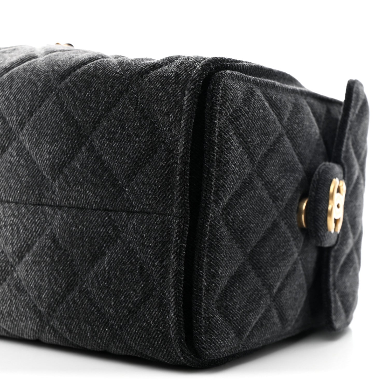 Washed Denim Quilted Small CHNL 25 Handbag Black