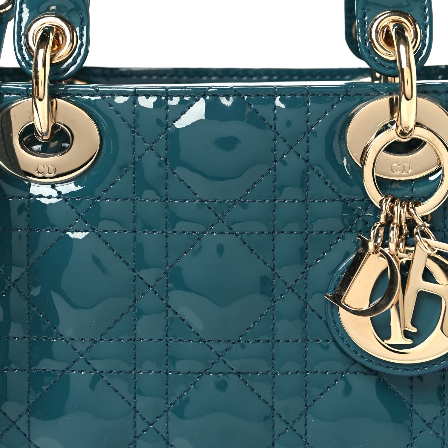 Patent Cannage Mini Lady Dor Blue