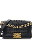 Sheepskin Braided Small Boy Reverso Flap Navy