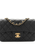 Metallic Caviar Quilted Mini Rectangular Flap Black