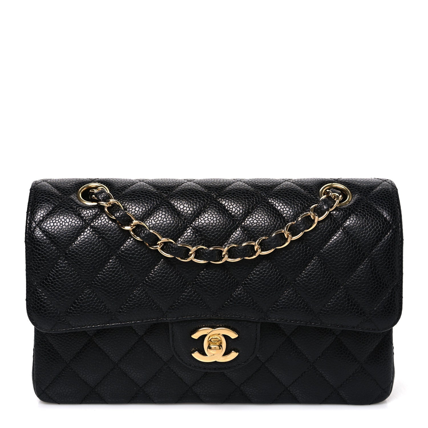 Caviar Quilted Small Double Flap Black