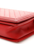 Calfskin Quilted New Medium Boy Flap Red