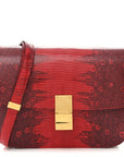 Lizard Medium Classic Box Flap Bag Ruby