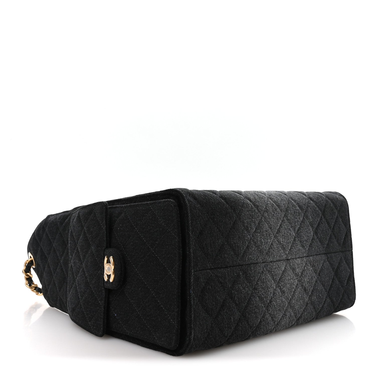 Washed Denim Quilted Medium CHNL 25 Handbag Black