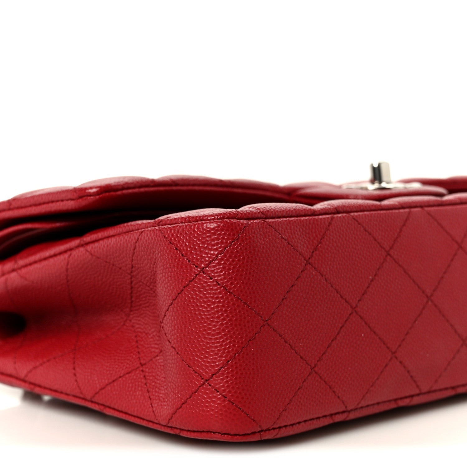 Caviar Quilted Medium Double Flap Red