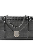 Metallic Patent Micro-Cannage D1ORama Wallet on Chain Pouch Onyx Black