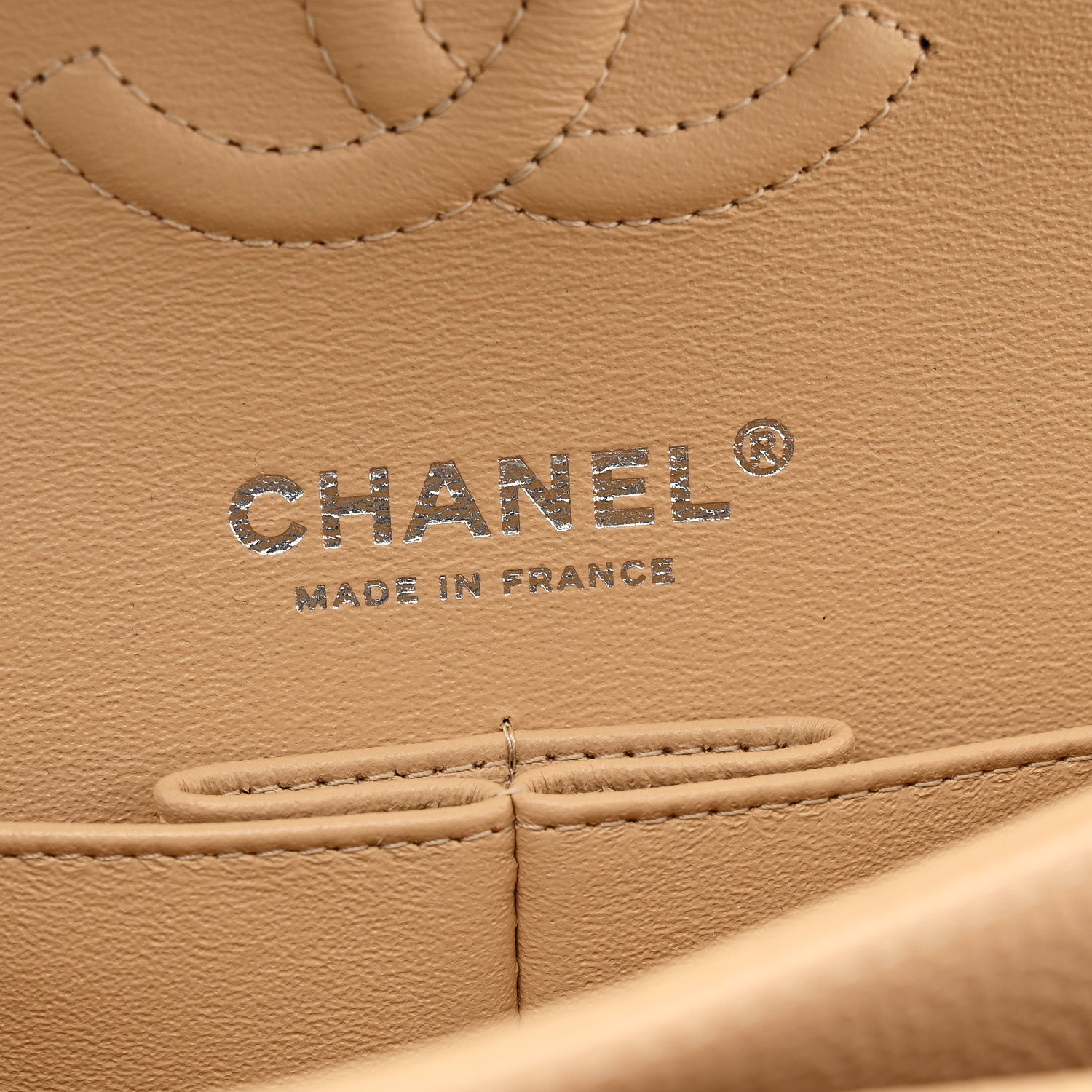 Caviar Quilted Small Double Flap Beige