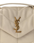 Lambskin Quilted Toy Loulou Puffer Monogram Chain Satchel Blanc Vintage
