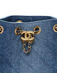 Washed Denim Quilted Mini CHNL 25 Handbag Blue