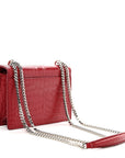 Calfskin Crocodile Embossed Monogram Sunset Chain Wallet Rouge Eros
