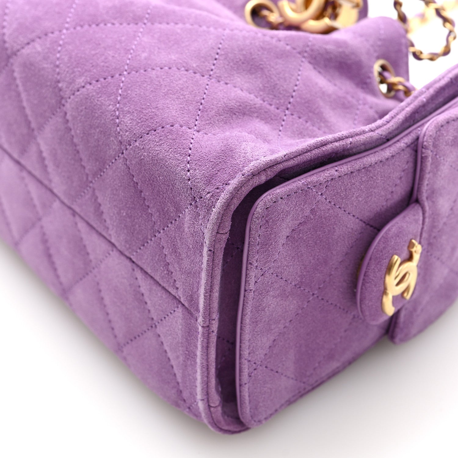 Suede Quilted Mini CHNL 25 Handbag Purple