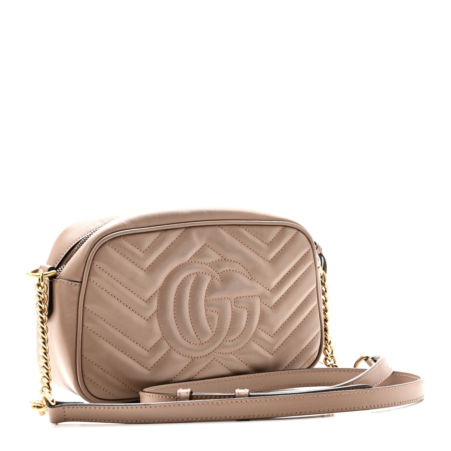 Calfskin Matelasse Small GG Marmont Chain Shoulder Bag Porcelain Rose