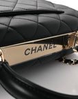 Lambskin Quilted Small Trendy CC Dual Handle Flap Bag Black