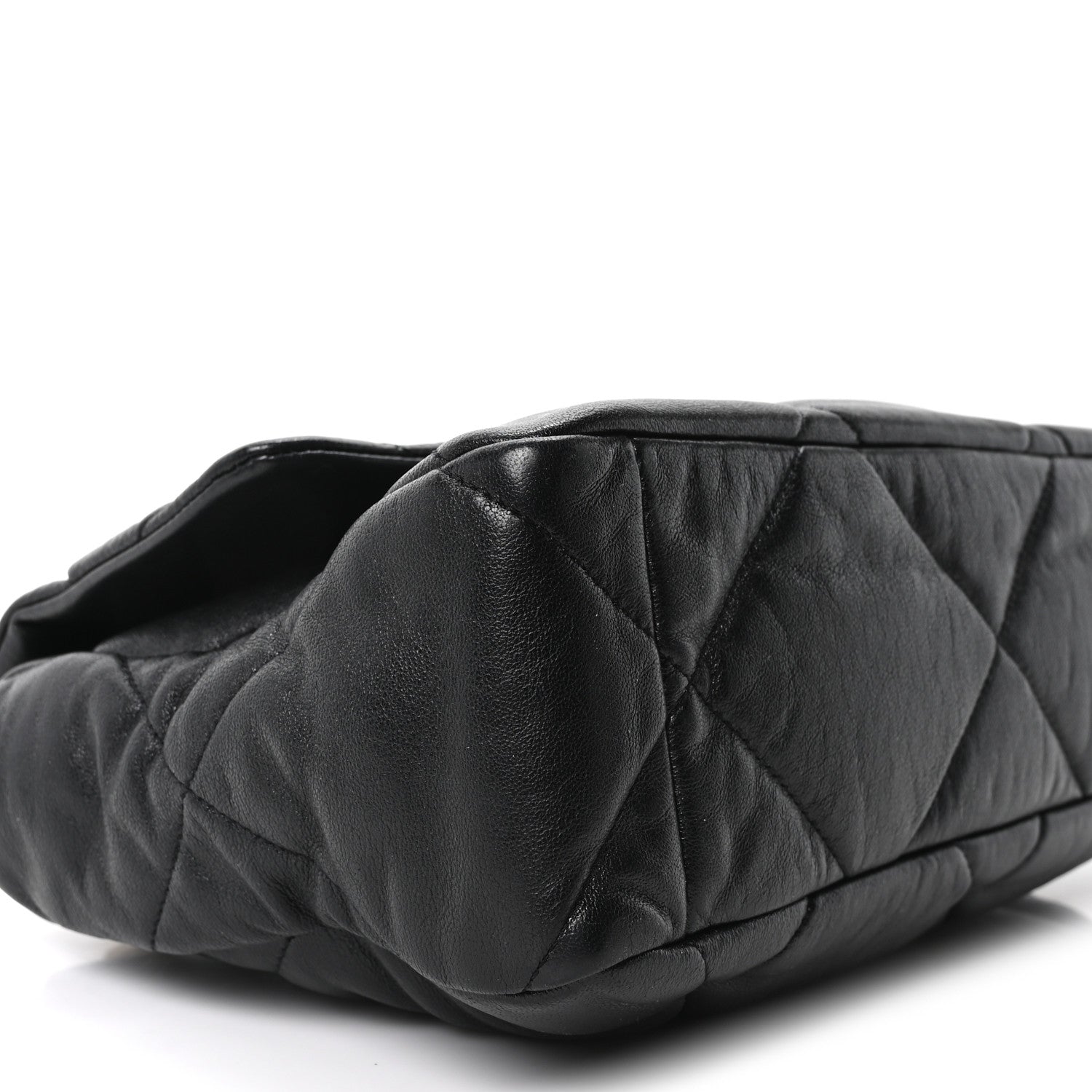 Goatskin Quilted Large CHNL 19 Flap Black