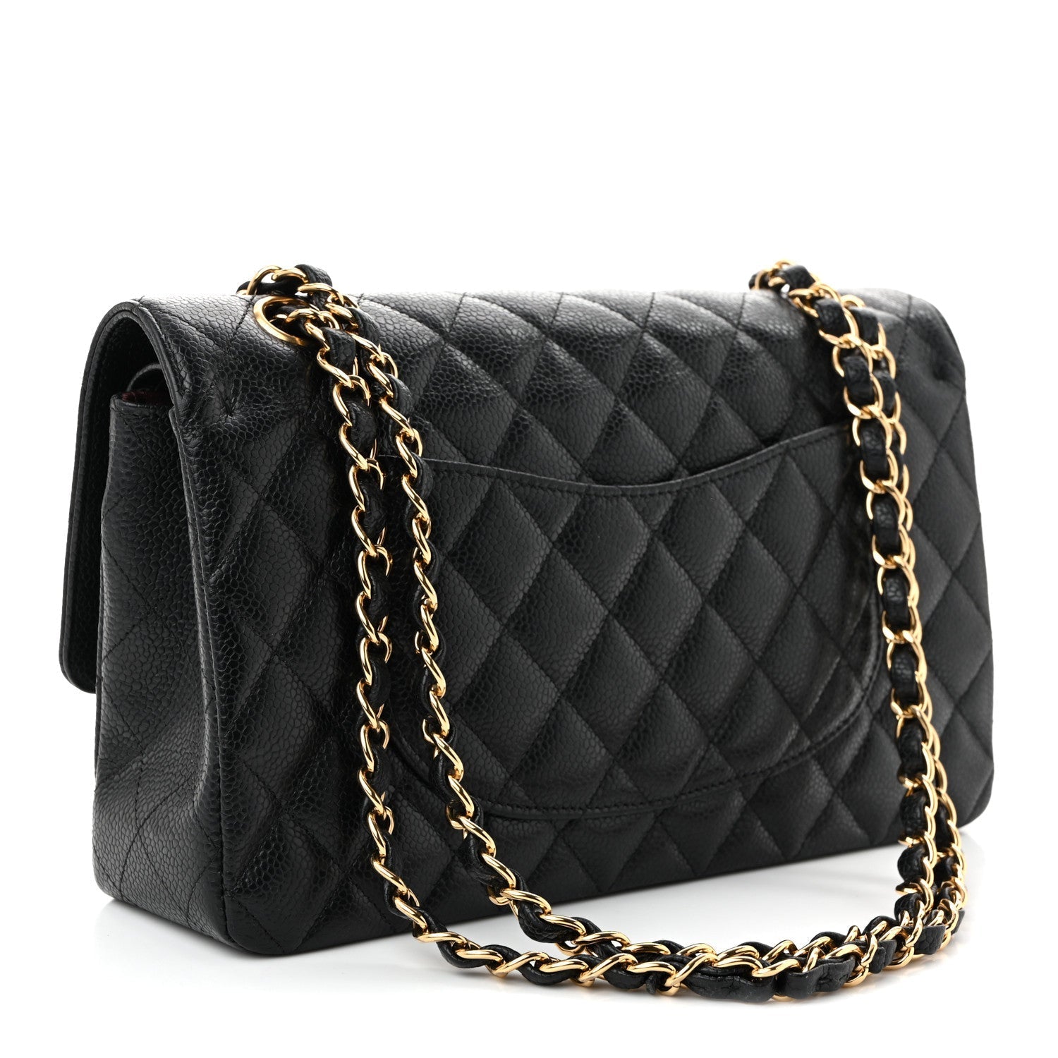 Caviar Quilted Medium Double Flap Black
