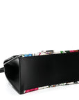 X GCCI Canvas Boarded Plutone Calfskin Flora Logo Print Small Hourglass Top Handle Bag White Multicolor Black