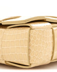 Gloss Calfskin Croc Embossed Intreccio Cassette Crossbody Bag Praline