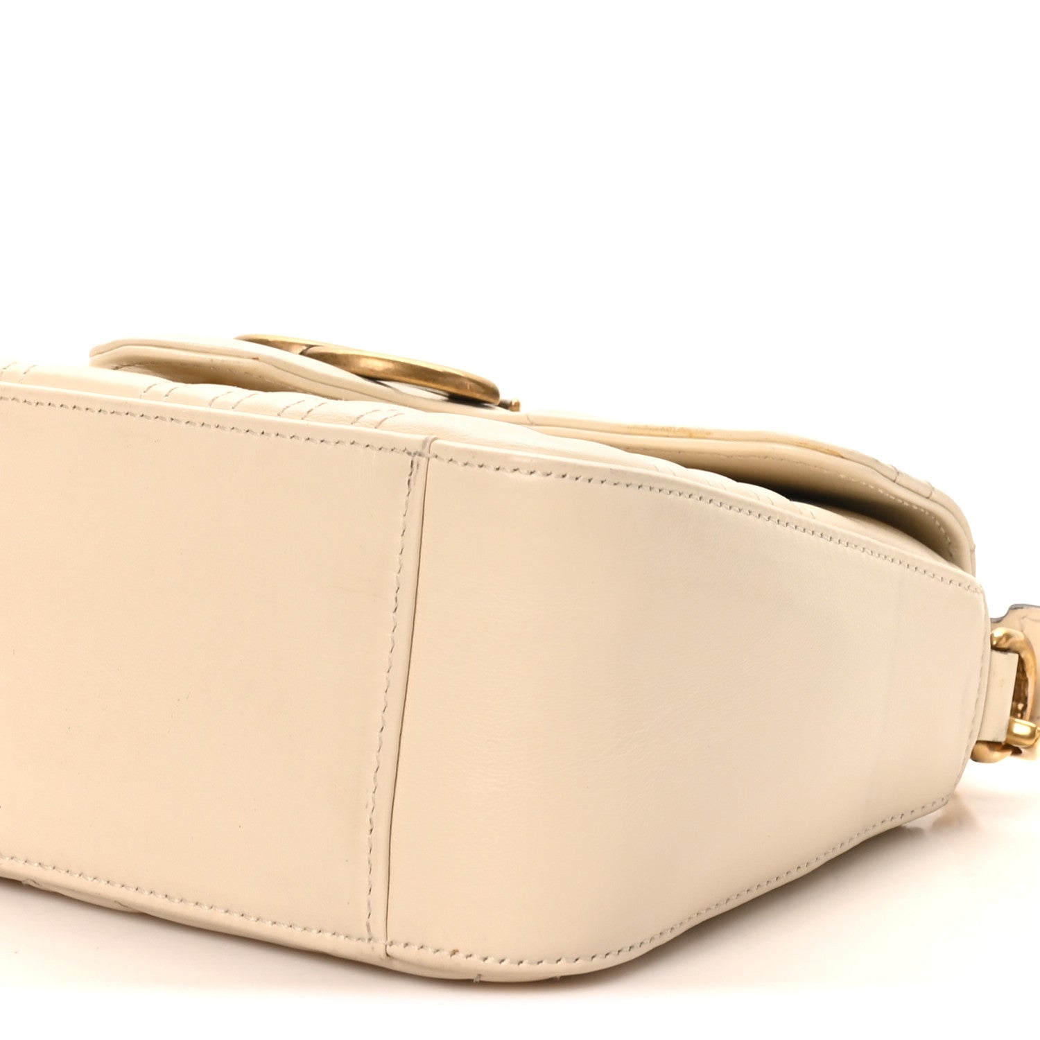 Calfskin Matelasse Mini GG Marmont Top Handle Shoulder Bag White