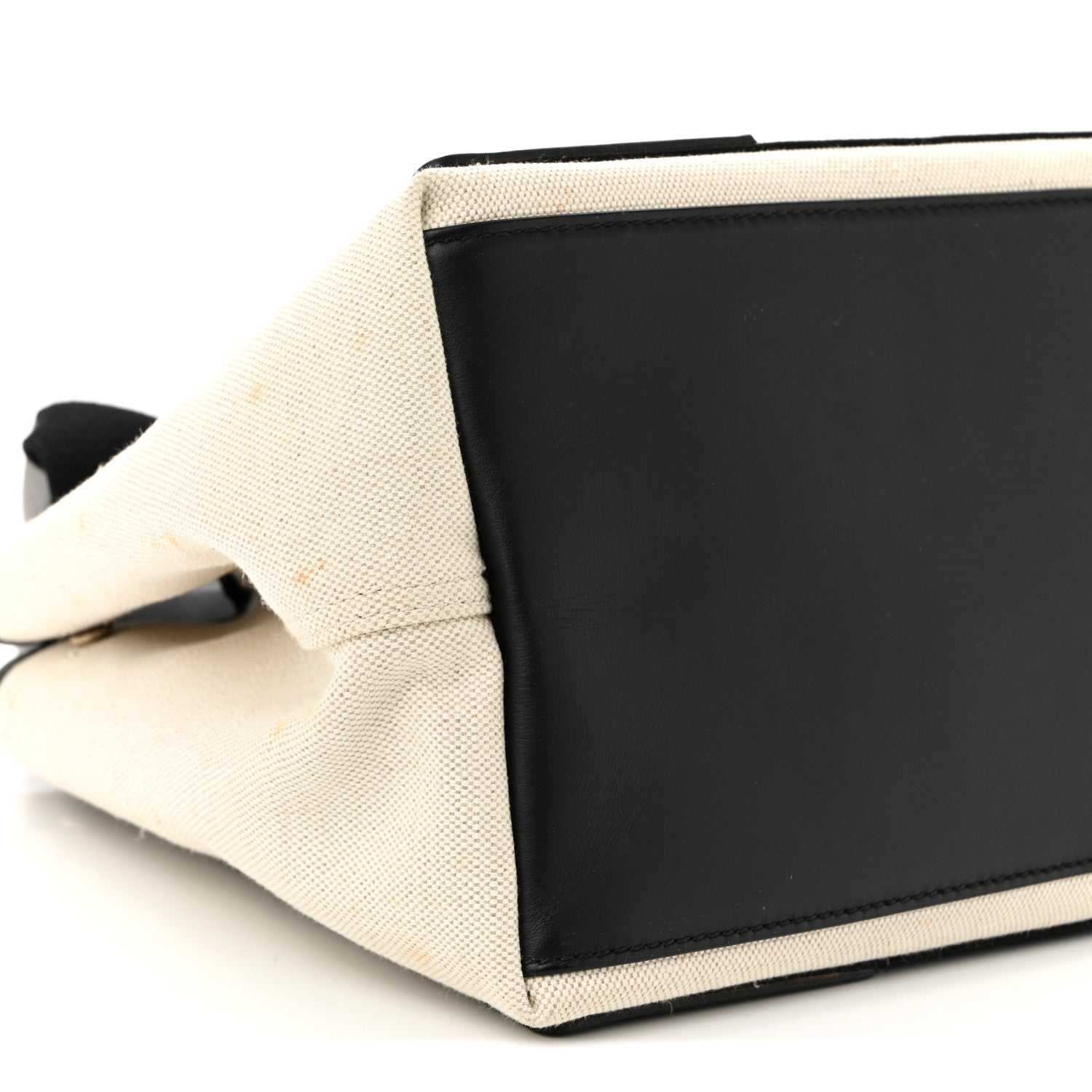 Cotton Canvas Satin Calfskin S Navy Cabas Natural Black