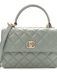 Lambskin Quilted Small Trendy CC Flap Dual Handle Bag Grey