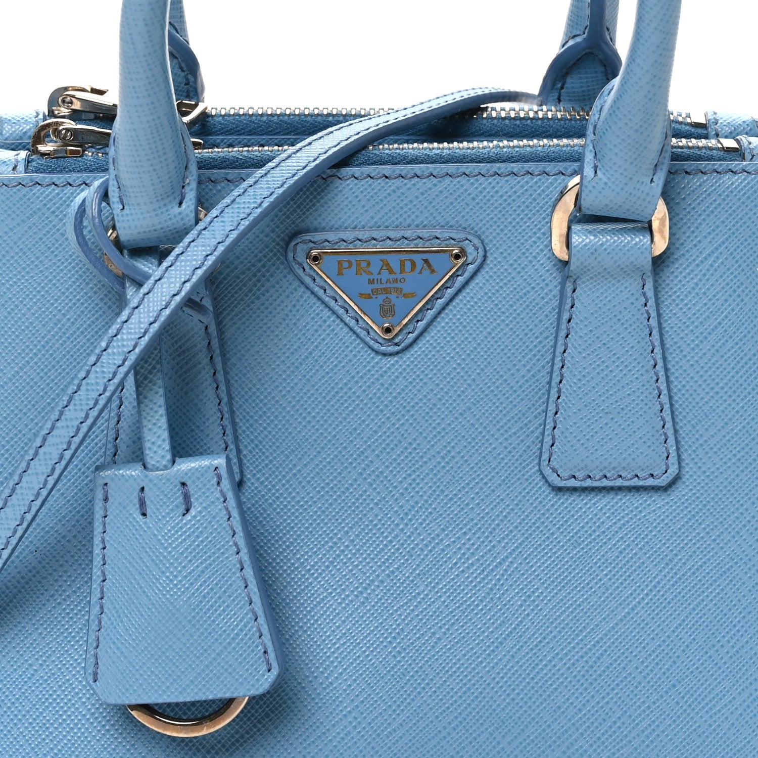 Saffiano Lux Micro Galleria Double Zip Tote Turchese