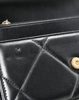 Lambskin Quilted CHNL 19 Wallet On Chain WOC Black