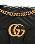 Calfskin Matelasse Small GG Marmont Shoulder Bag Black