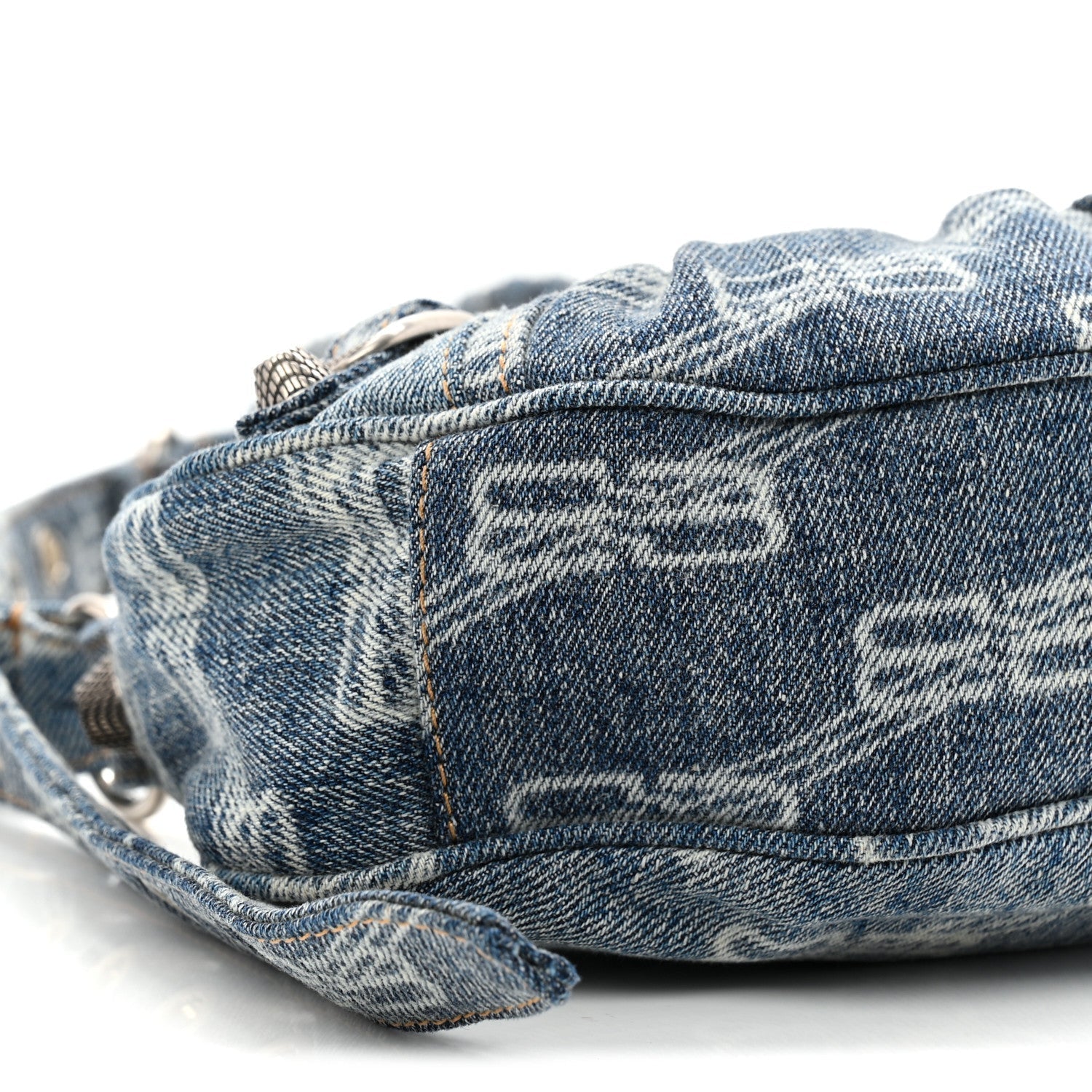 Denim BB Monogram Le Cagole Shoulder Bag XS Blue