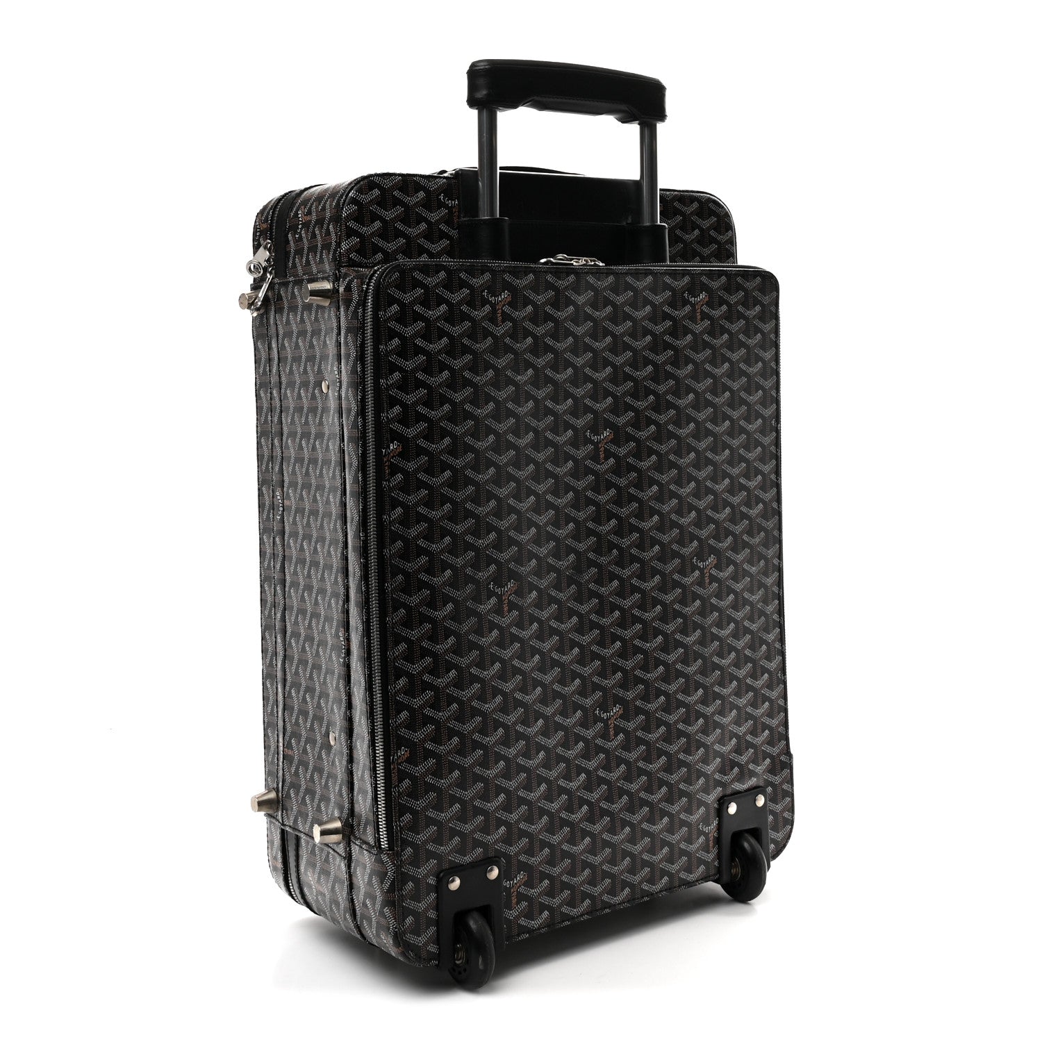 Goyardine Rolling Suitcase Trolley PM Black