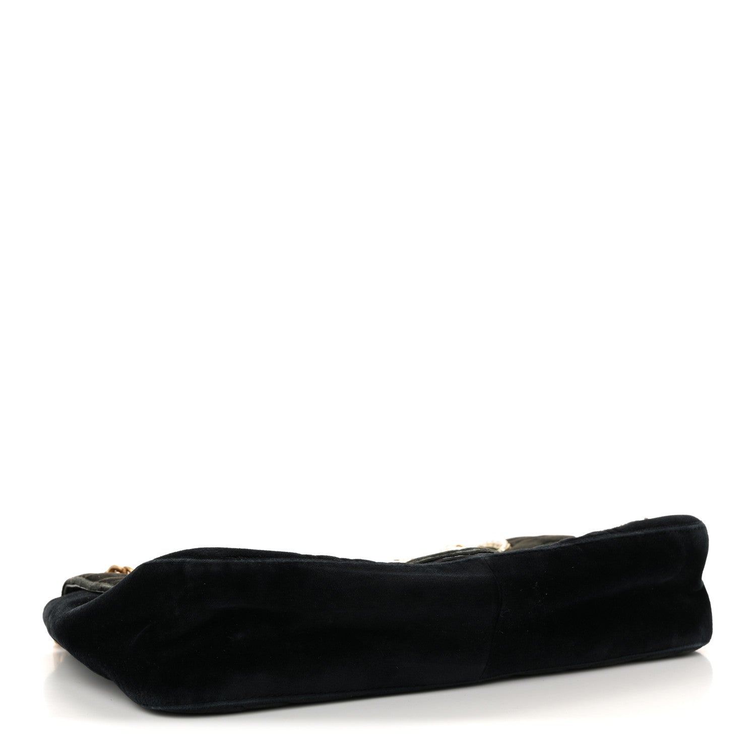 Velvet Matelasse Loved Embroidered Medium GG Marmont Shoulder Bag Black