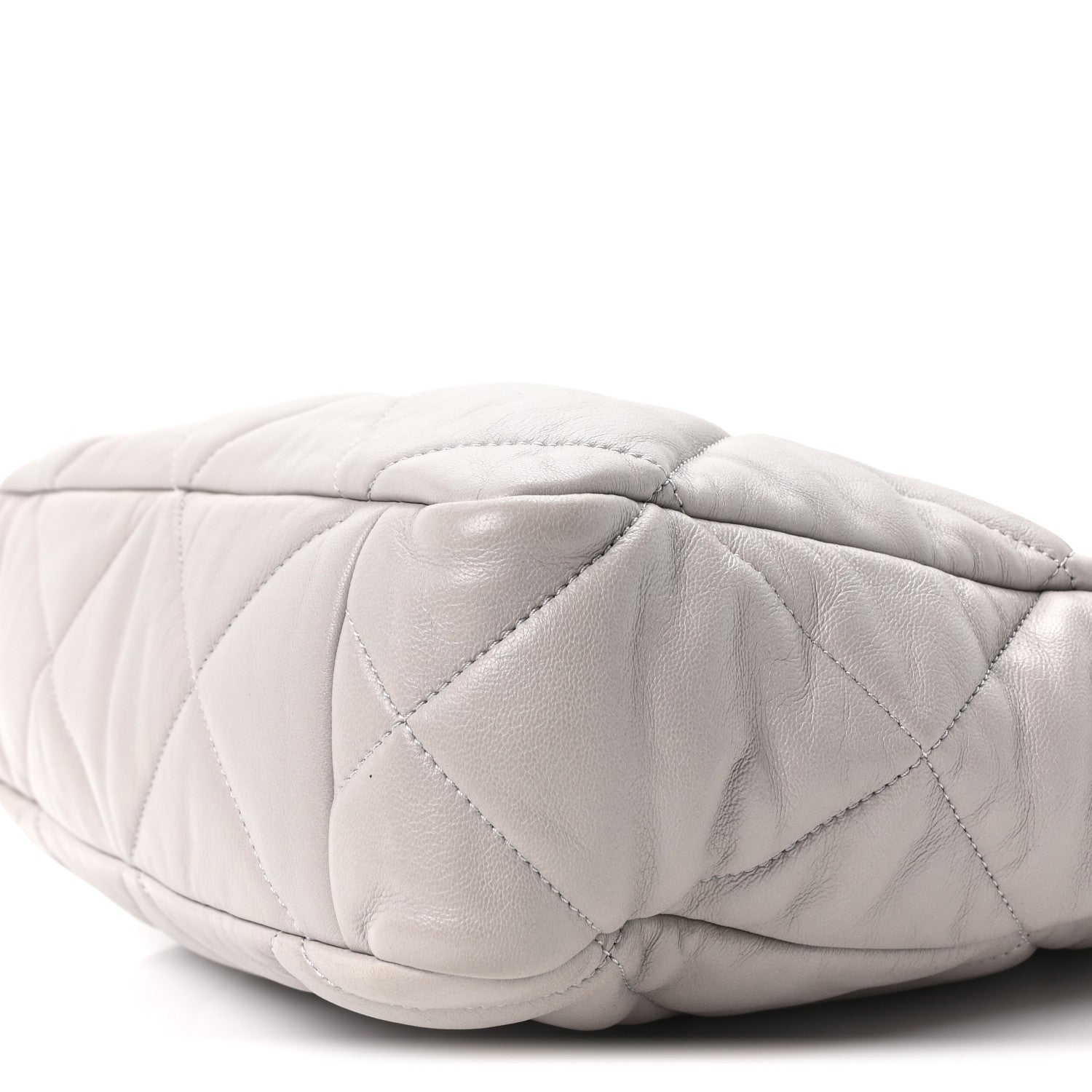 Lambskin Quilted CHNL 19 Shopping Bag Grey