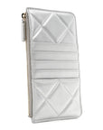 Lambskin Quilted CHNL 19 Phone and Card Holder Silver