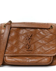 Crinkled Calfskin Matelasse Monogram Baby Niki Chain Satchel Light Caramel