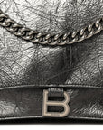 Metallic Crushed Calfskin Large Crush Chain Bag Steel Grey