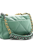 Lambskin Quilted Medium CHNL 19 Flap Green
