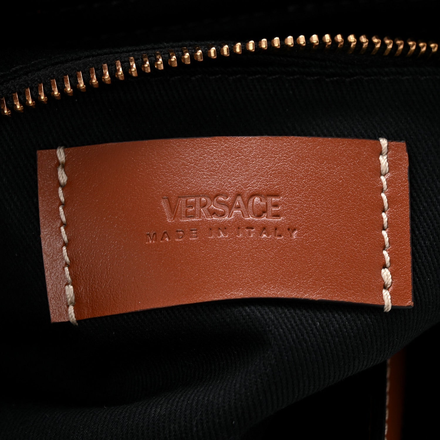 Coated Canvas Calfskin La Greca Signature Shoulder Bag Black Caramel